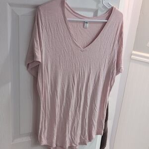 Old Navy Light Pink V-Neck Short Sleeve Luxe Tee